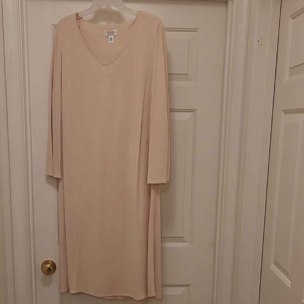 Talbots Pink Long Sleeve V-Neck Sheath Dress